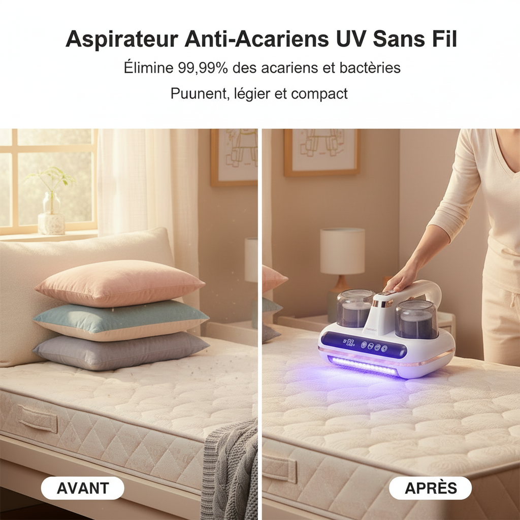 Aspirateur Anti-Acariens UV Sans Fil™