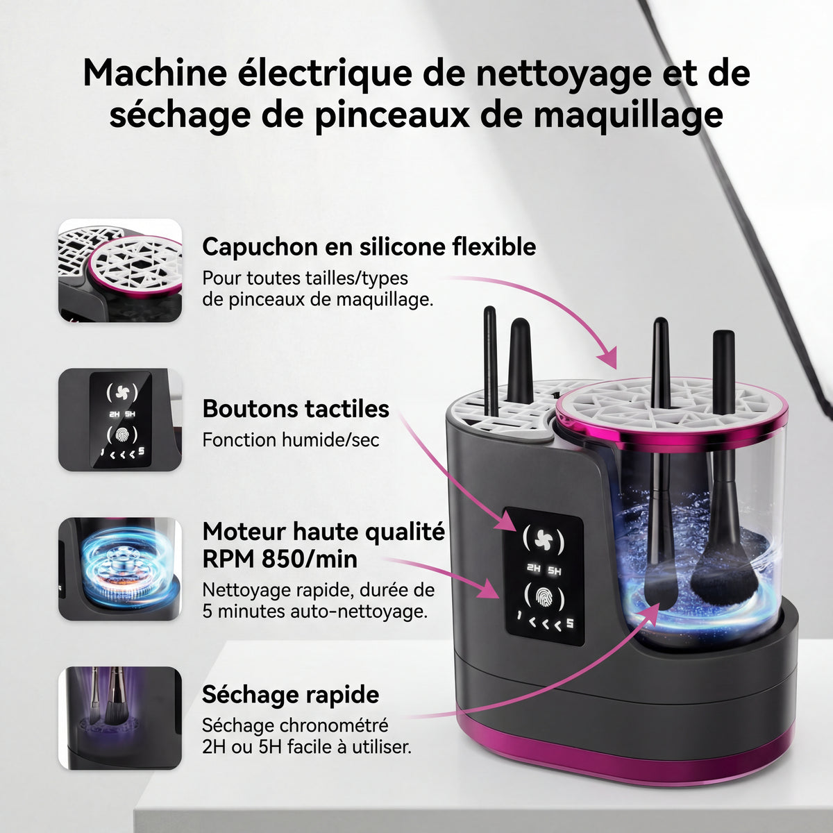 Machine 3-en-1 Nettoyage Pinceaux USB